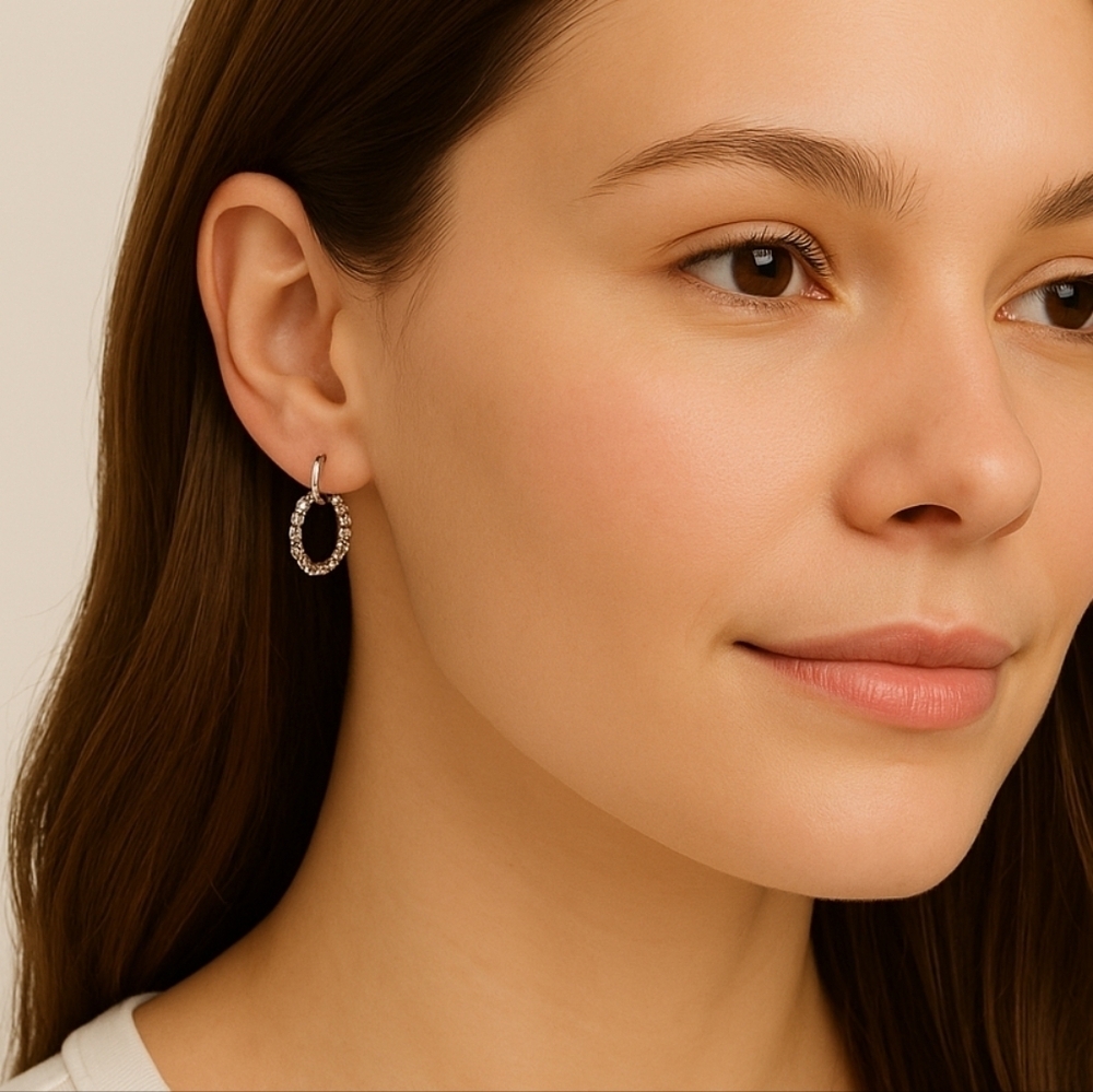 Marlyn Schiff Silver Textured Hoop Earrings NWT